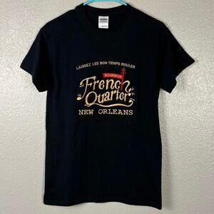 VTG Gildan Heavy Cotton Size S Black Bourbon French Quarter New Orleans T-Shirt